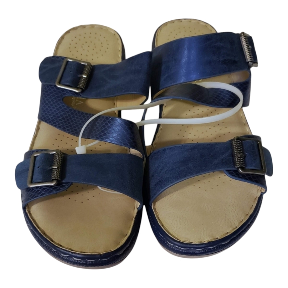 NWOT Patrizia by Spring Step Alicia Sandals Blue Leather SZ 9 EU 40
